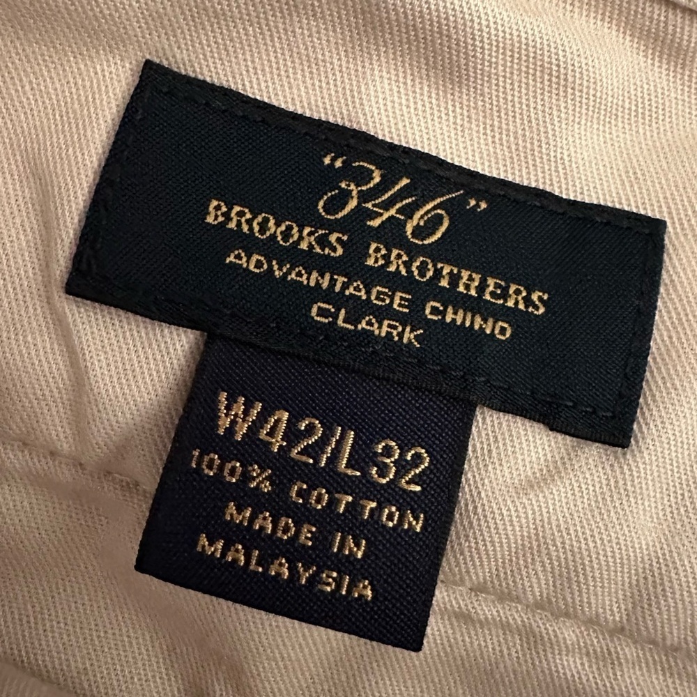 346" Brooks Brothers Men’s Advantage Chino Clark Khaki Pants Size 42/32 - Picture 6 of 6